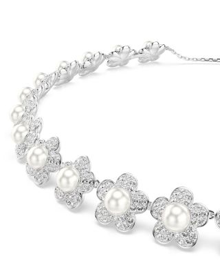 Ariana Grande x Swarovski Crystal & Imitation Pearl Flower Choker Necklace, 11.75-17.37"
