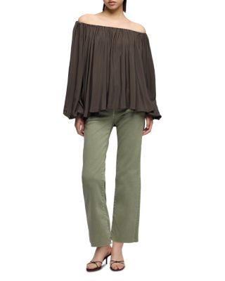 Calie Ankle Straight Jeans in Army