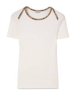 Check Trim Stretch Cotton Tee