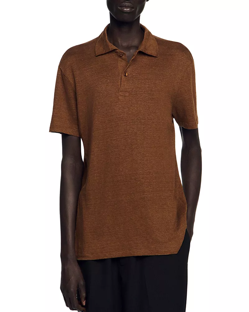 Sandro Beach Linen Polo Shirt
