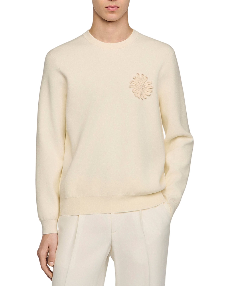 Sandro Crochet Flower Knit Sweatshirt