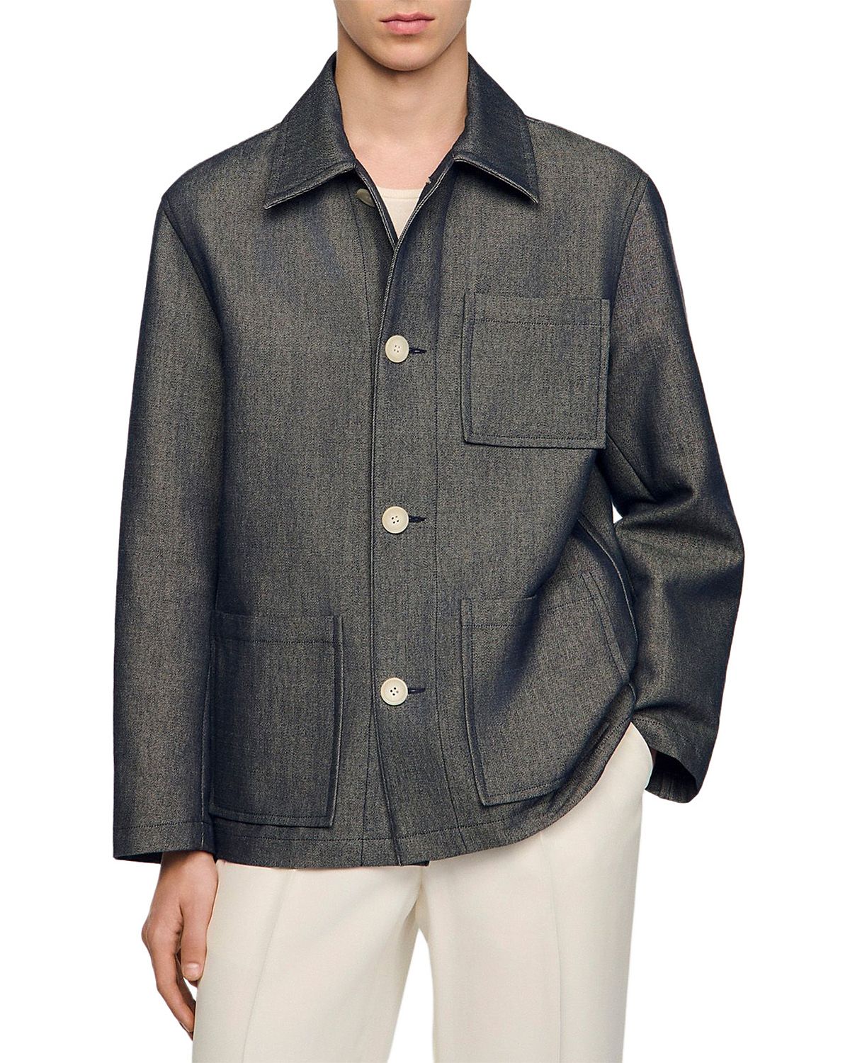 Sandro Denim Effect Worker Jacket