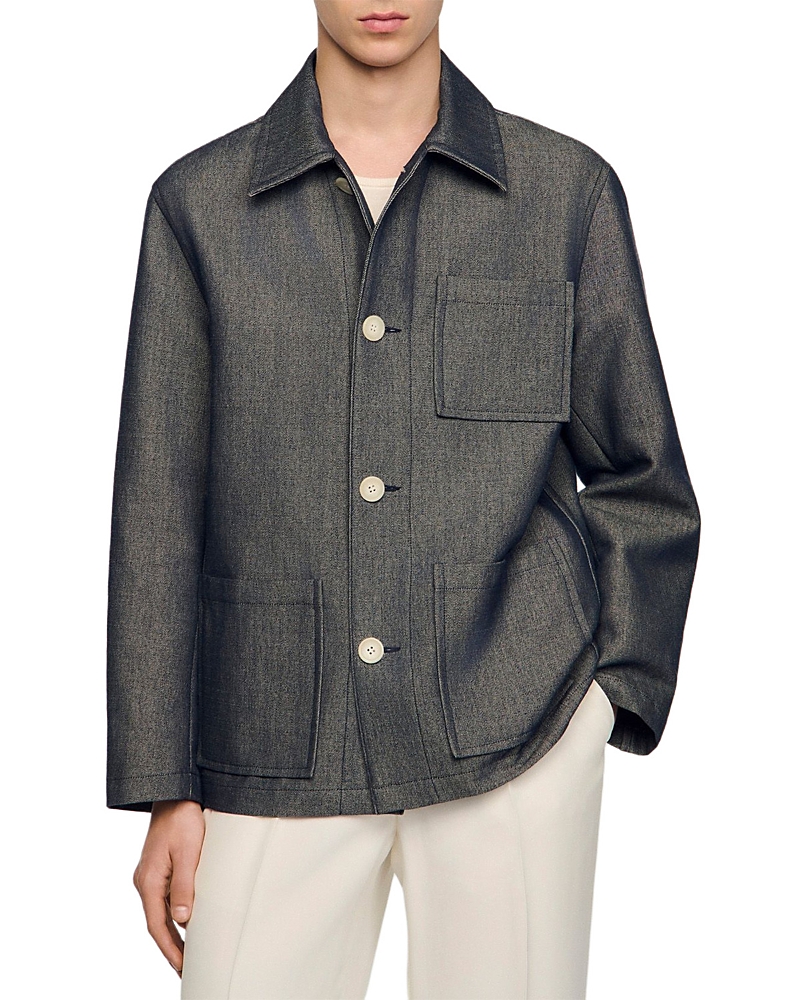 Sandro Denim Effect Worker Jacket