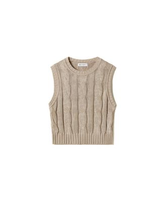  Cable Knit Tussah Silk Cropped Top