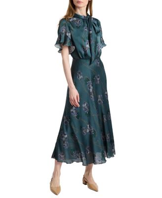  Sabrina Short Sleeve Tie Neck Midi Dress