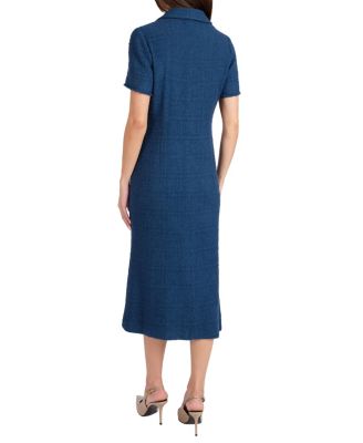  Sahara Short Sleeve Asymmetric Midi Tweed Dress