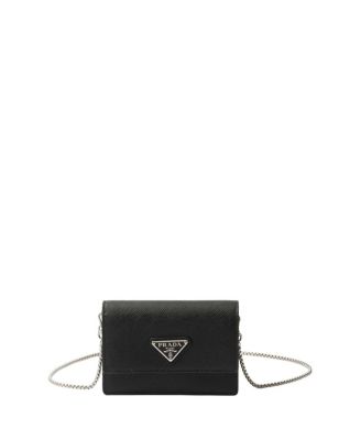 Saffiano Leather Card Holder with Shoulder Strap