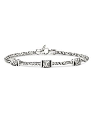 Sterling Silver Icon Diamond Pyramid Custer Chain Bracelet