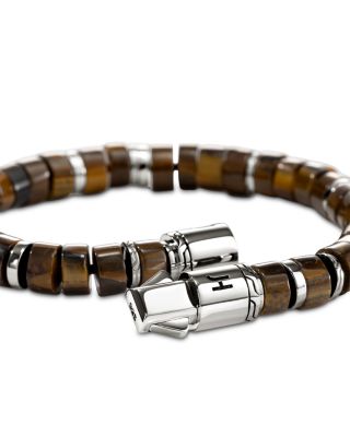 Sterling Silver Heishi Tiger Eye Bead Bracelet