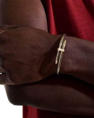 14K Yellow Gold Spear Flex Cuff Bypass Bracelet