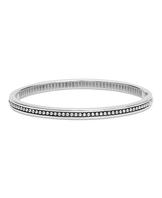 Sterling Silver Caviar Spark Diamond Bangle Bracelet