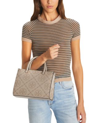 T Monogram Embossed Square Tote