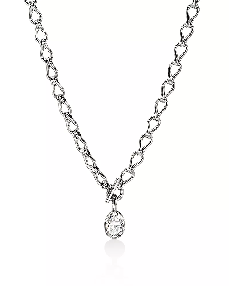 John Hardy Sterling Silver Jh Lovestruck Lab Grown Diamond Solitaire Surf Link Toggle Necklace, 18