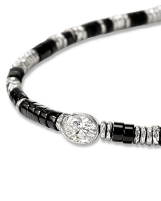 Sterling Silver JH Lovestruck™ Lab Grown Diamond Solitaire & Onyx Heishi Bead Bracelet