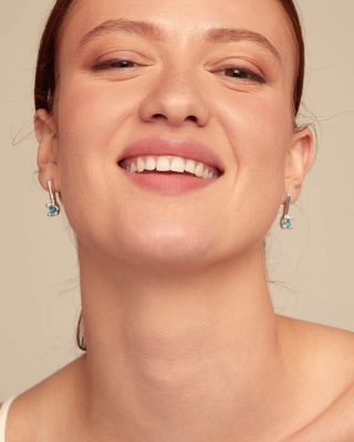  Drop Earrings with Blue Cubic Zirconia