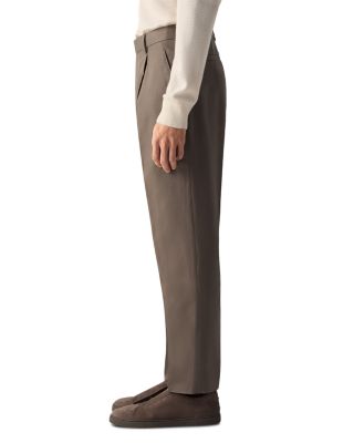 Pleated Fit Cotton and Linen Pants