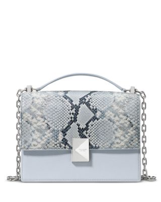 Deco Snake Embossed Leather Shoulder Bag