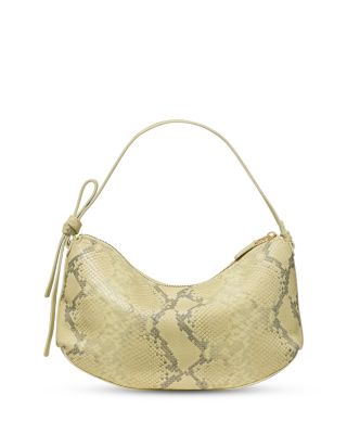 Loop Snake Embossed Leather Shoulder Bag