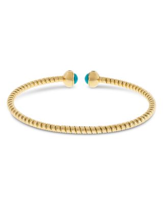 18K Yellow Gold Diamond & Turquoise Via Giardino Tubogas Small Rope Bracelet