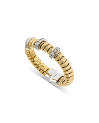 18K Yellow Gold Diamond Via Mercanti Tubogas Rope Ring