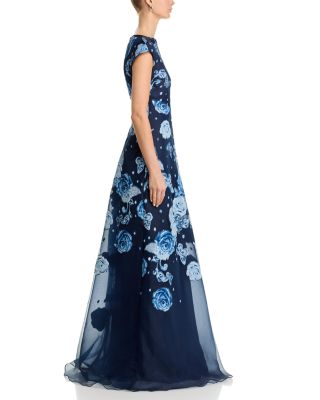 Organza Jacquard Diagonal Seam Gown