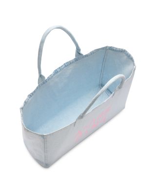 Leo Large Washed Blue Denim Canvas Tote Bag