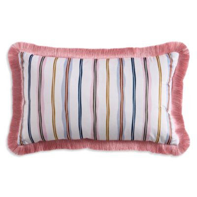 Scallop Stripe Fringe Decorative Pillow, 12" x 20"