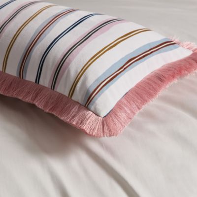 Scallop Stripe Fringe Decorative Pillow, 12" x 20"