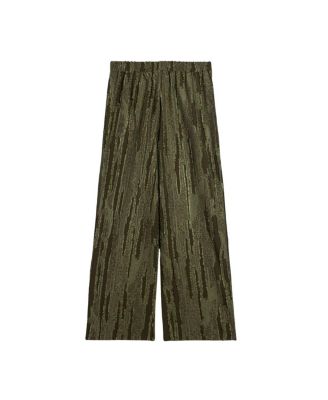 Textured Wide-Leg Pants