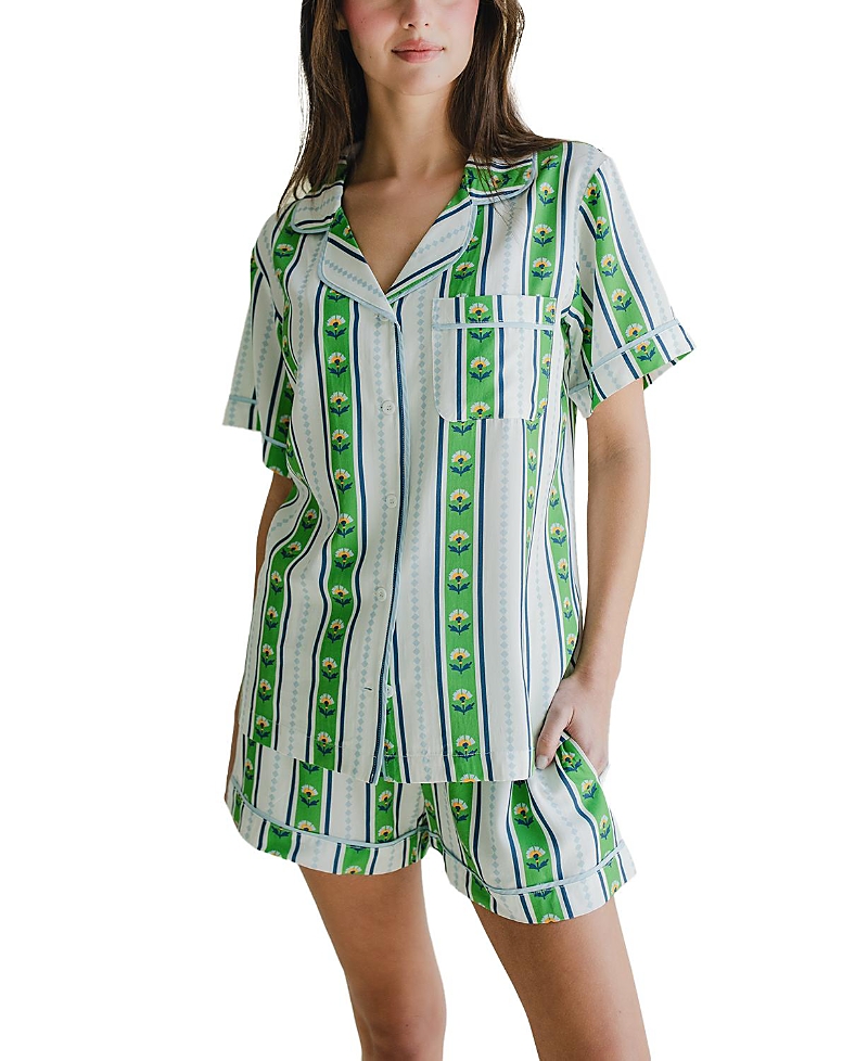 Katie Kime Garden Stripe Pajama Shorts Set