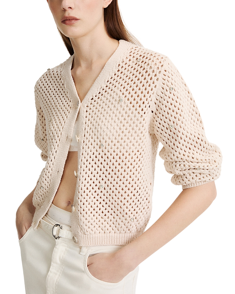 Marella Mlmfulcro Mesh Knit Cotton Cardigan Sweater