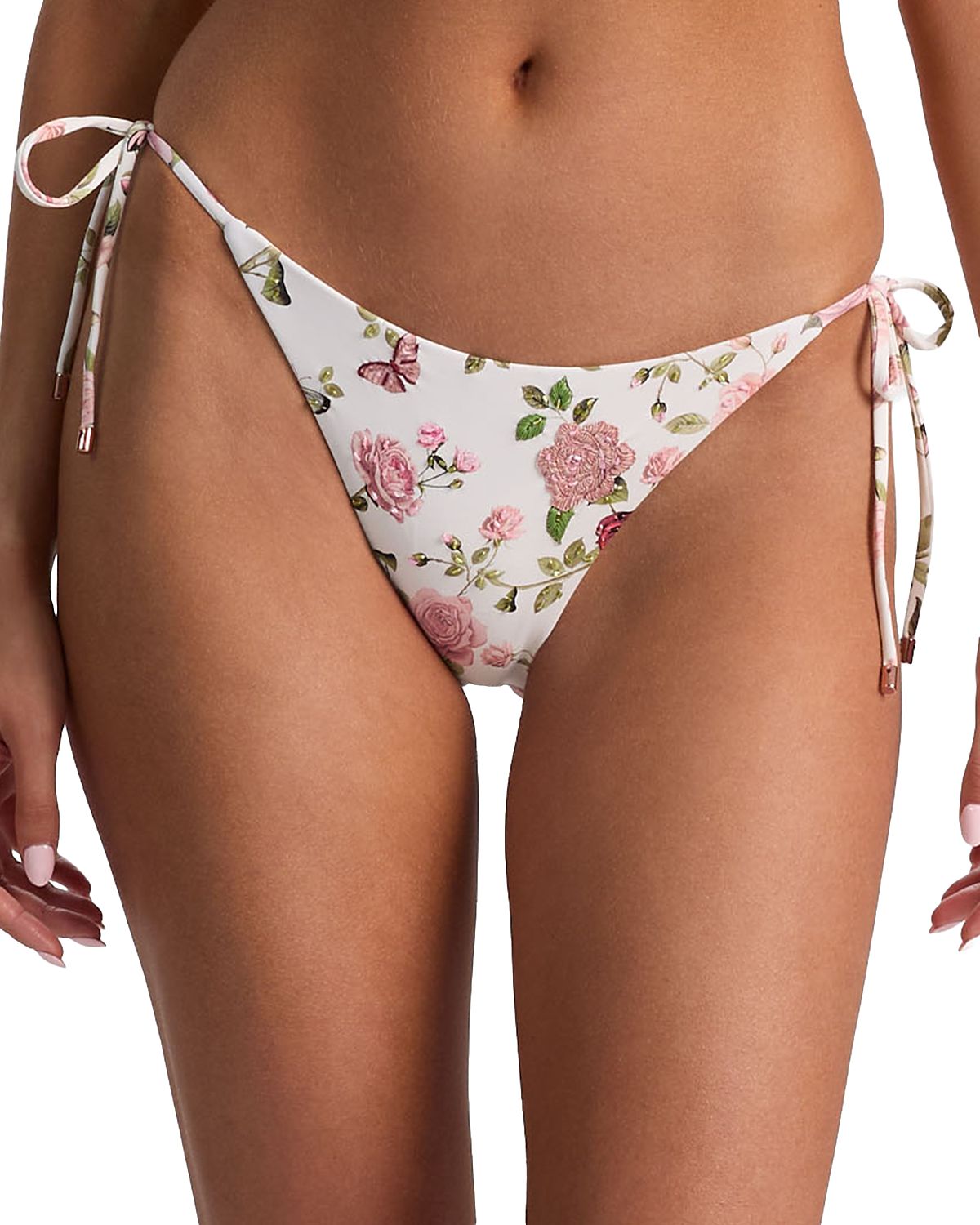 Pq Swim x Alice and Olivia Embroidered Side Tie Bikini Bottom