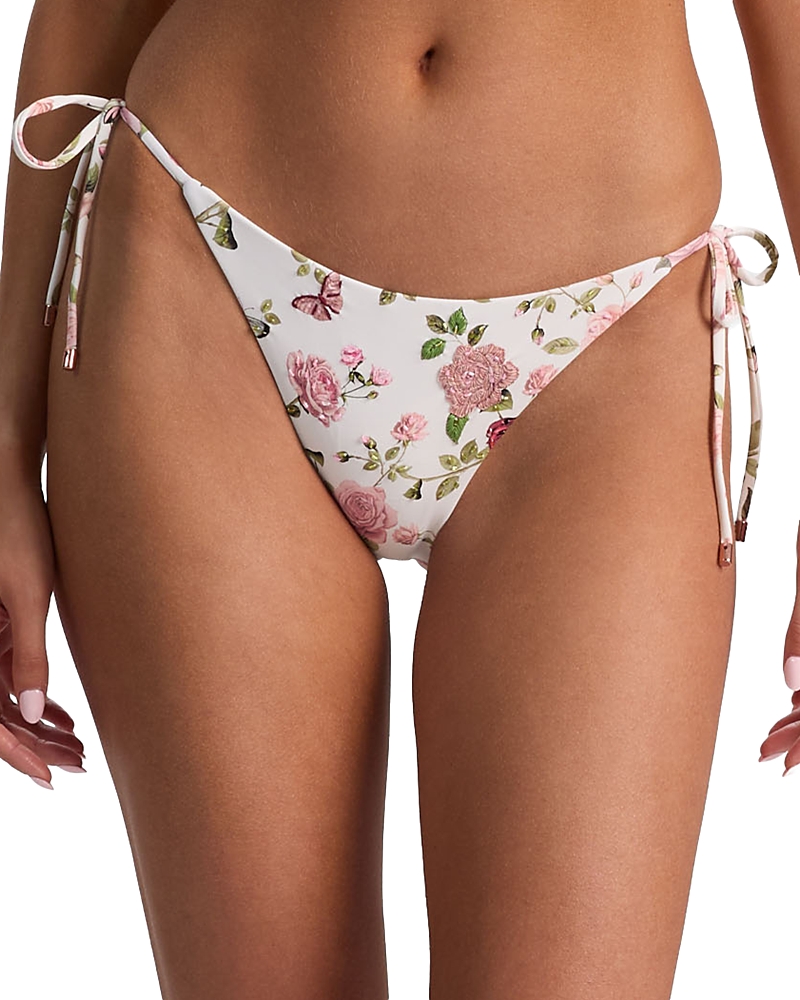 Pq Swim x Alice and Olivia Embroidered Side Tie Bikini Bottom