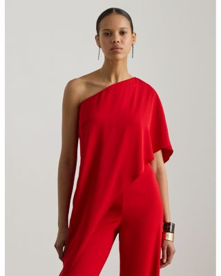 Cape Georgette One Shoulder Jumpsuit