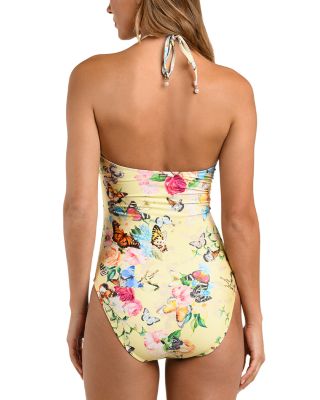 Shiva Garden Butterflies Bandeau One Piece Swimsuit
