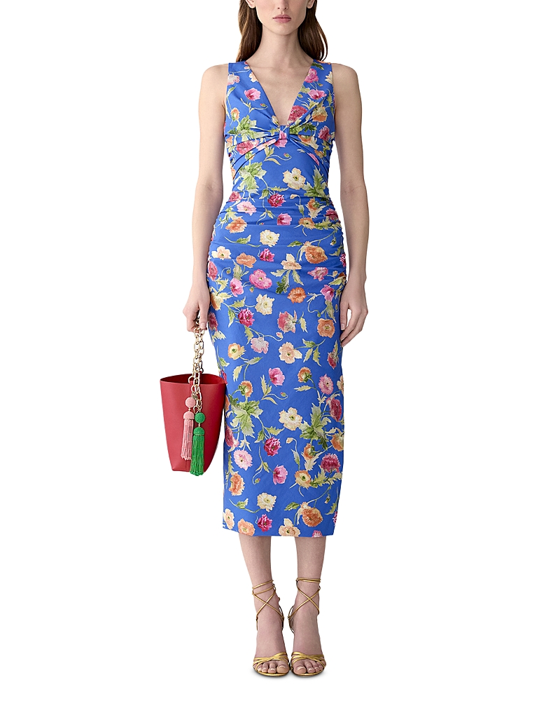 Carolina Herrera Sleeveless Gathered V Neck Dress