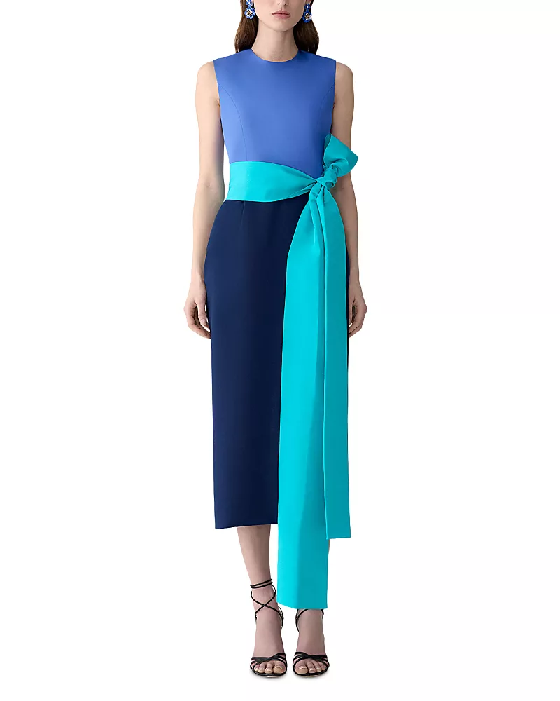 Carolina Herrera Sleeveless Color Blocked Midi Dress