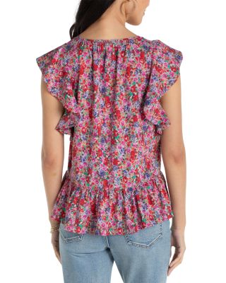 Flutter Sleeve Peplum Woven Top