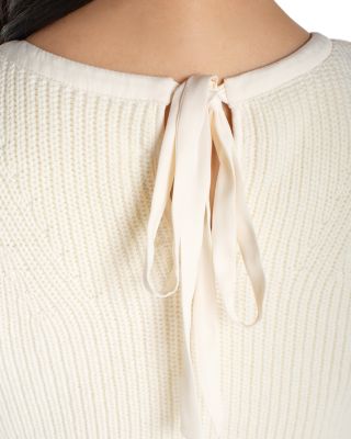 Sleeveless Crewneck Tie Back Sweater Woven Dress