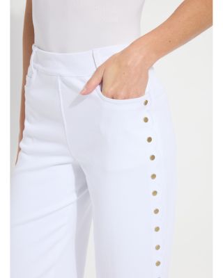 Willa Scallop Studded High Rise Crop Jeans in White