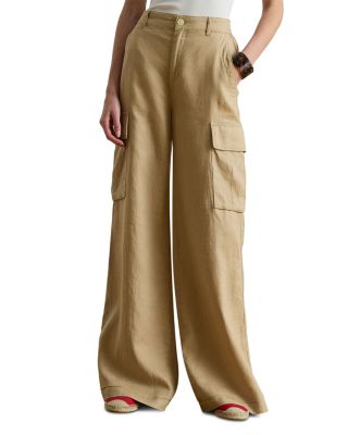 Linen Wide Leg Cargo Pants