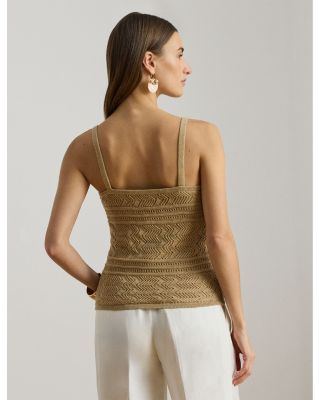 Pointelle Knit Linen-Blend Sweater Tank Top