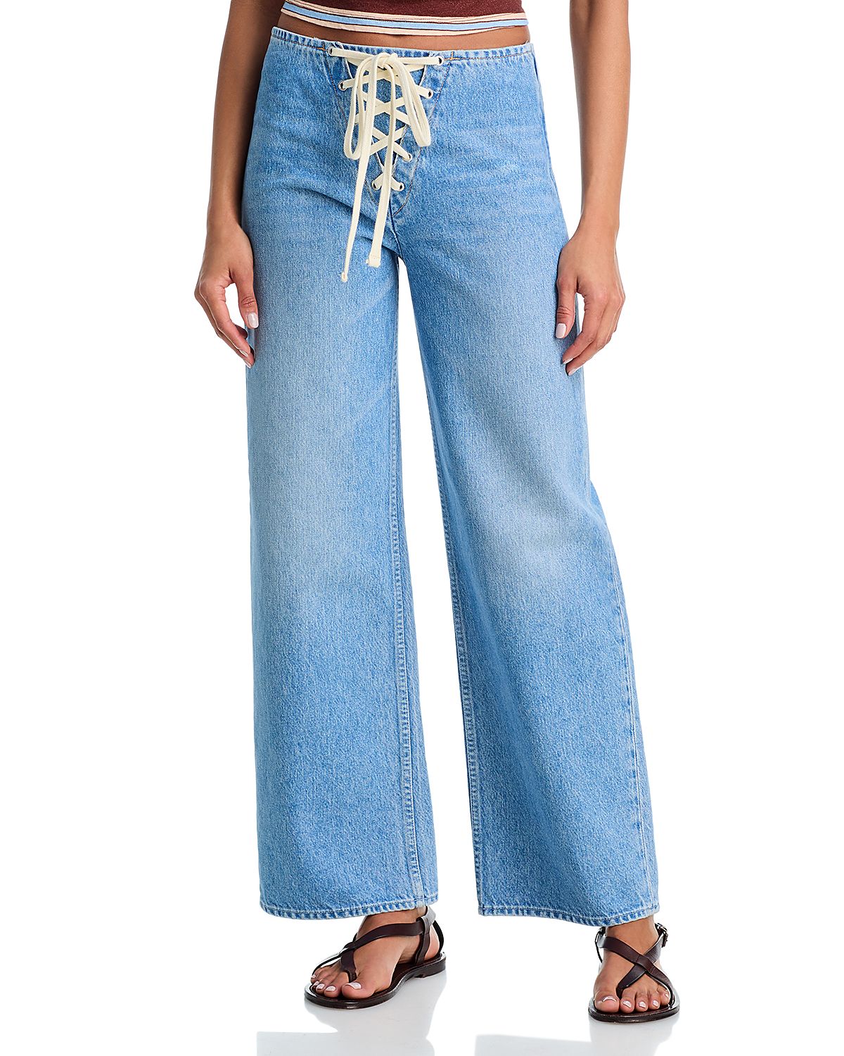 Mother The Laced Up Smoothie Sneak Jeans