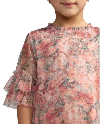 Girls' Floral Printed Short Sleeve Ruffle Dress - Little Kid, Big Kid