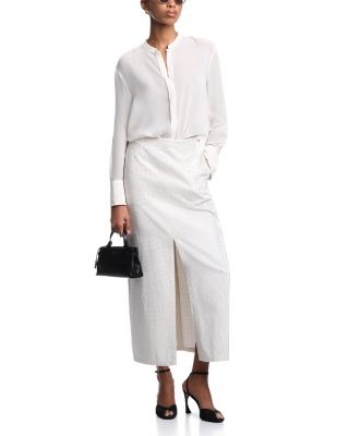 Drill Rhinestone Studded Midi Skirt