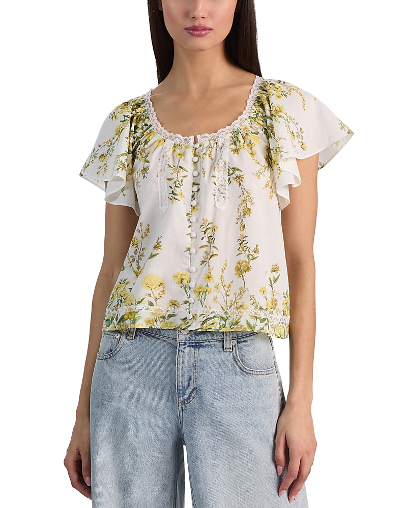Alice and Olivia Odette Flutter Sleeve Blouse