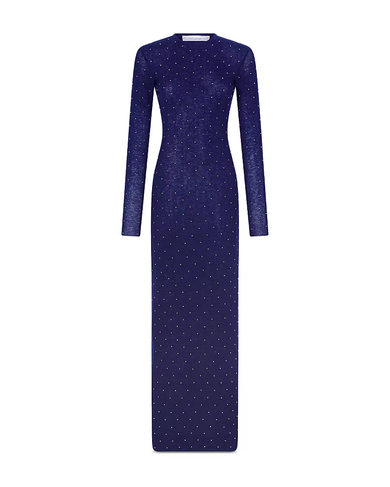 Rabanne Studded Long Sleeve Maxi Dress