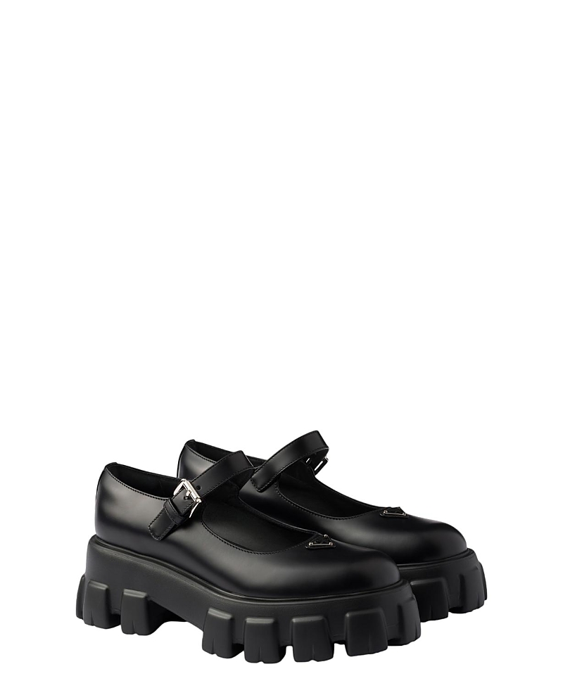 Prada Women's Brushed Leather Monolith Mary Janes