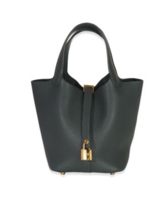 Picotin Lock Leather Handbag