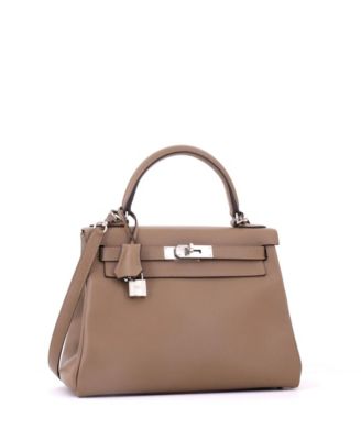 Kelly 28 Handbag Brown Evercolor with Palladium Hardware